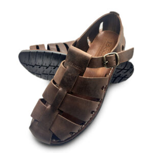 Brown Closed Leather Sandal