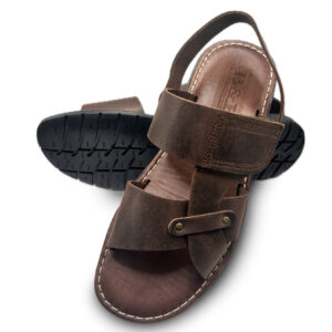 Brown Clutched Leather Sandal