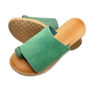 Green Flat Leather Sandal