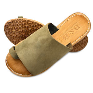 Khaki Flat Leather Sandal