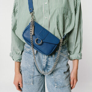 Leather Bag With Strap And Silver Chain