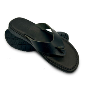 Black "Flip - Flop" Leather Sandal