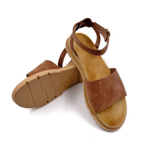 Brown Flat Leather Sandal