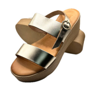 Gold Two Strap Leather Platform