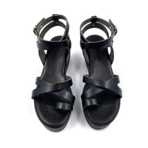 Black Strapped Leather Platform