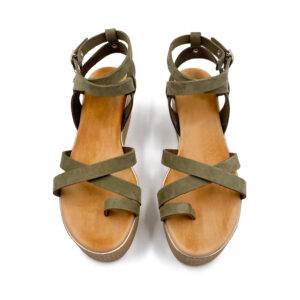Khaki Strapped Leather Platform