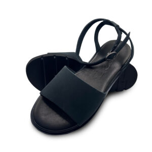Black Flat Leather Sandal