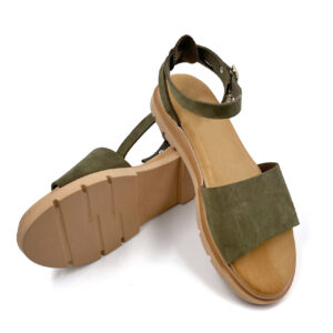 Khaki Flat Leather Sandal