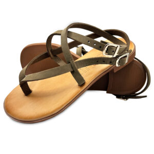 Xaki "messy" Strapped Leather Sandal