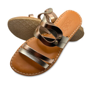 Flat Rose Gold Leather Sandal