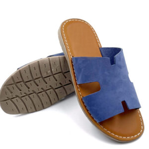 "H" Shaped Blue Leather Sandal