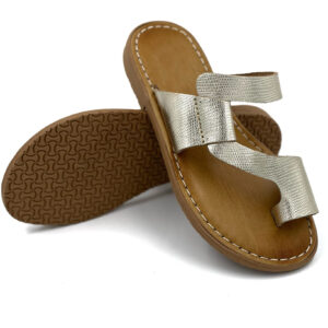 Flat Gold Leather Sandal