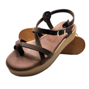 Brown Strapped Leather Platform