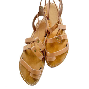 Natural Spartan Lace Up Leather Sandal