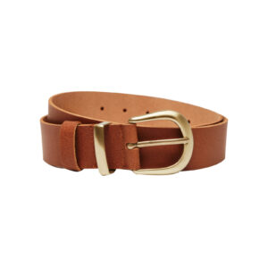 Brown Leather Belt With Gold Details