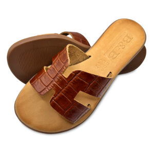 Brown Croc Style Leather Sandal