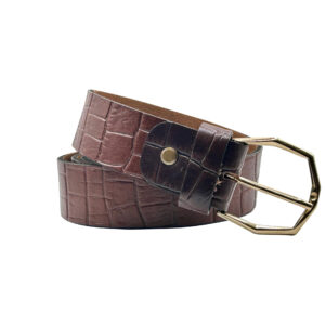 4cm | Brown Croc Leather Belt