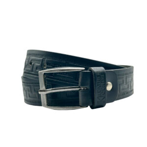 4cm | Black Meandro Style Leather Belt