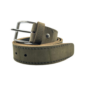 4cm | Black Nubuck Stitched Leather Belt