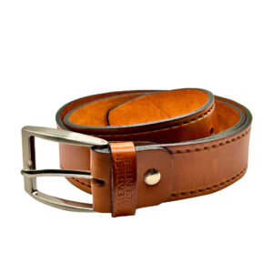 4cm | Light Brown Stitched Leather Belt