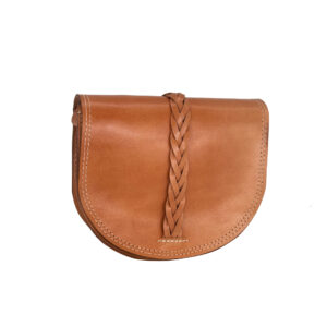 Α45 | Rounded Leather Bag With A Braid Detail