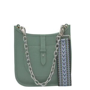 304 | Leather Bag With Textile Strap And Chain