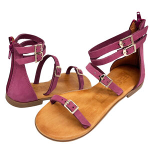 Pink Gladiator Leather Sandal