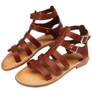 Camel Gladiator Leather Sandal