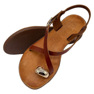 Gold Toe Detail Leather Sandal