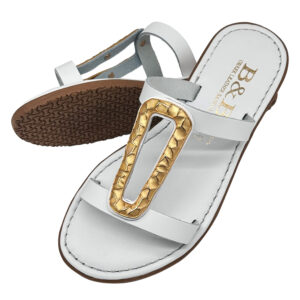 White Gold Stone Leather Sandal