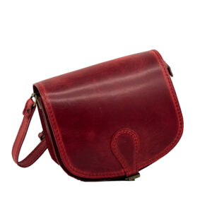 ΣΤ246 | Rounded Leather Bag With A Belt Detail