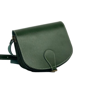 ΣΤ246 | Rounded Leather Bag With A Belt Detail