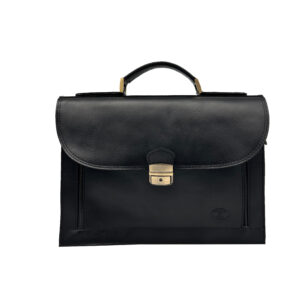 ΣΤ117Β | Black Leather Briefcase
