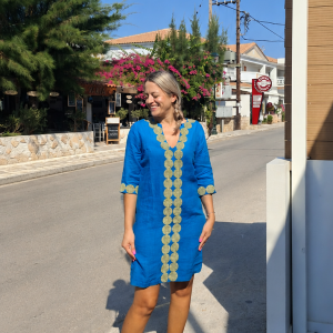 Embroided Dress Blue