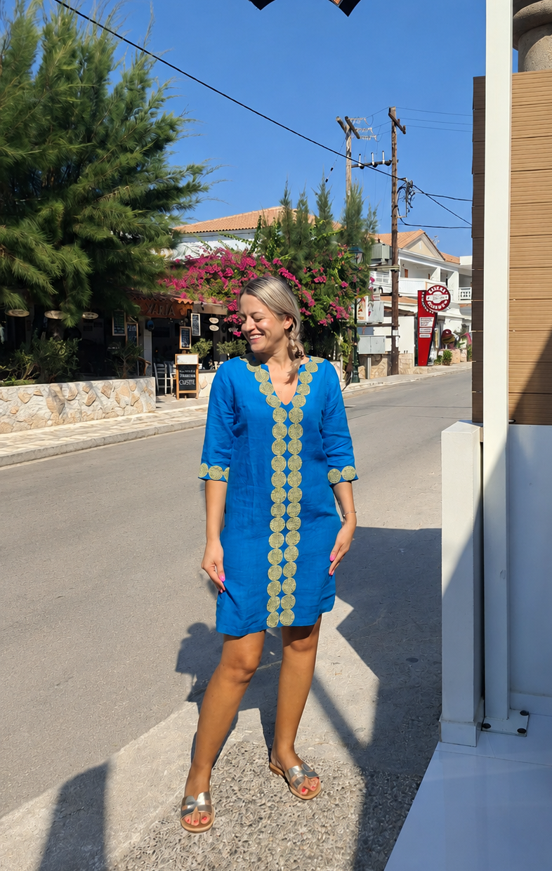 Embroided Dress Blue