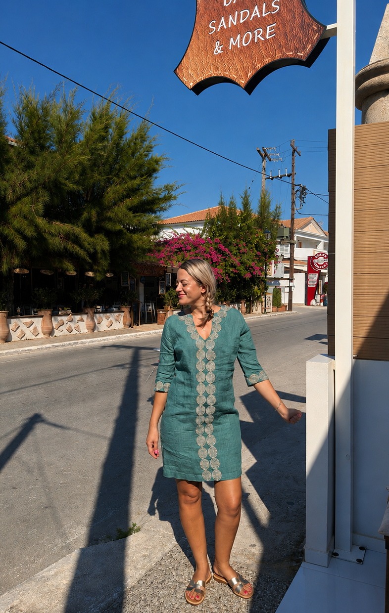 Embroided Dress Green